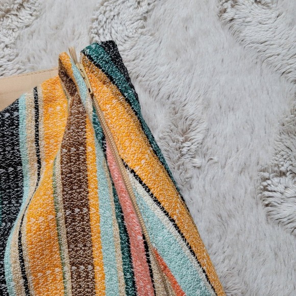 H&M Multicolor Vertical Stripe Fringe Hem Straight Mini Skirt Size US 6 - Picture 6 of 10